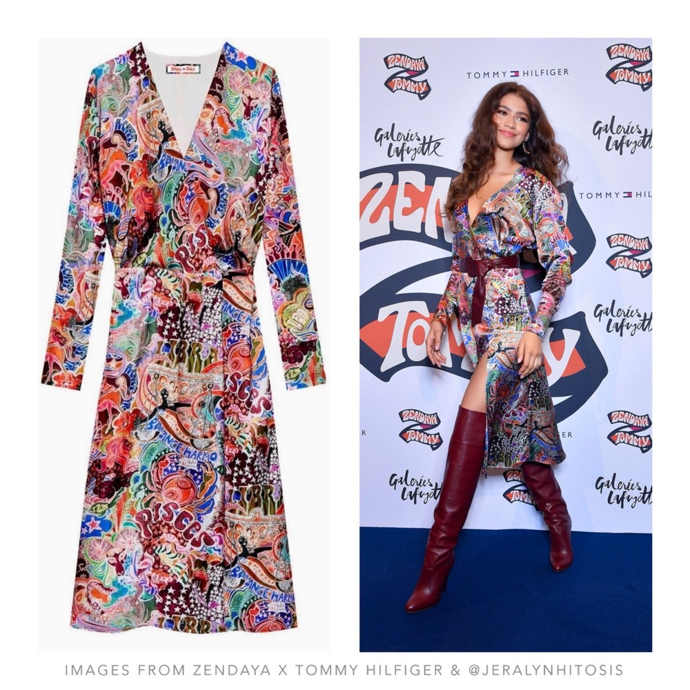 Zendaya x Tommy Hilfiger | Zodiac Satin Wrap Dress